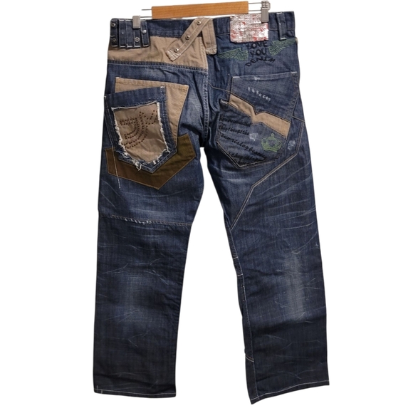 Okishana Samoki Embellished Streetwear Patchwork Jeans *Altered - Picture 9 of 12